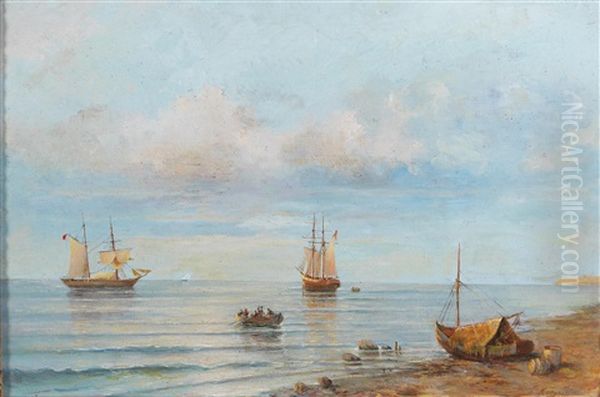 The Calm And The Stormy Sea Oil Painting by Grigorij Kapustin