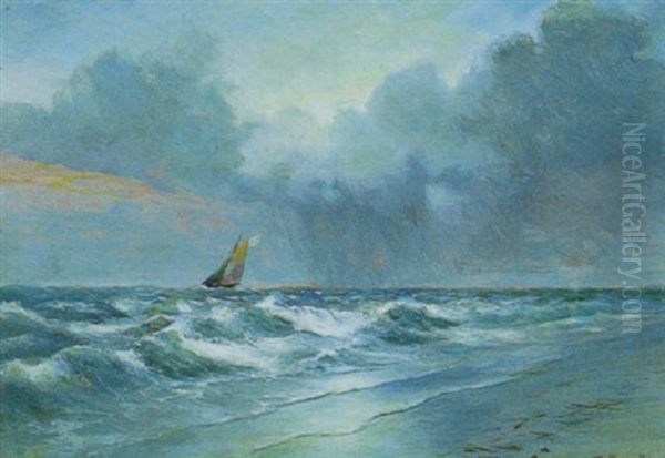 Segelschiff An Der Meereskuste Oil Painting by Grigorij Kaputsin