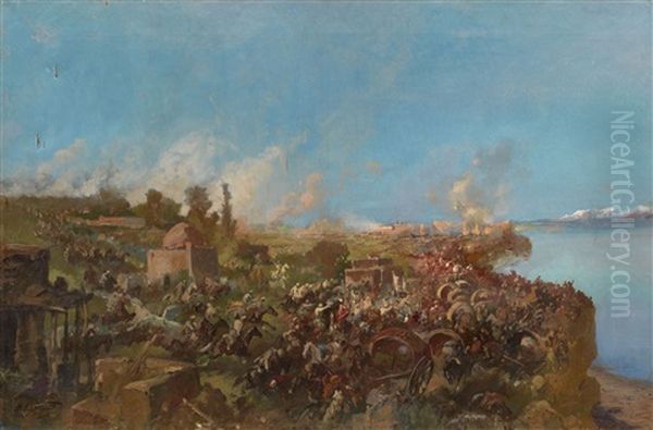 Battle Of Makhram In Turkestan Oil Painting by Nikolai Nikolaevich Karazin