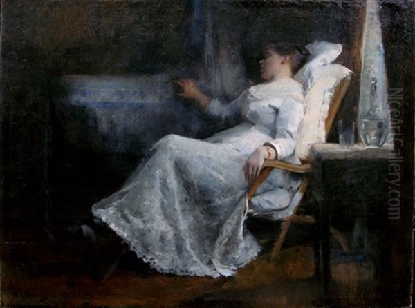 Femme Assoupie Dans Un Fauteuil Oil Painting by Adrien Karbowsky