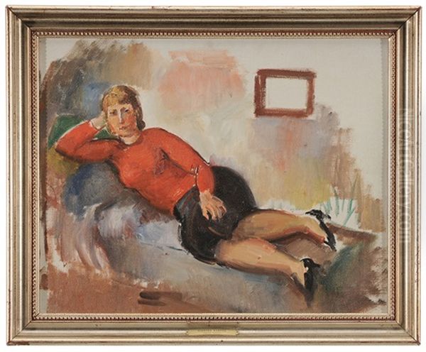 Portrait Of Dorothy Varian Reclining by Bernard Karfiol