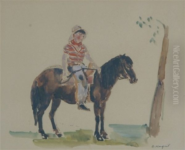 Stables, Havana (+ Boy On Pony, Watercolor W/pencil, Smlr; 2 Works) by Bernard Karfiol