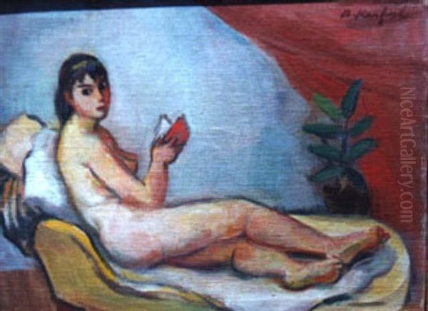 Nude With Book Oil Painting by Bernard Karfiol