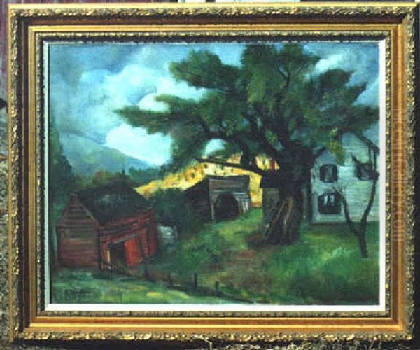 Farmhouse With Tree And Ladder Oil Painting by Bernard Karfiol