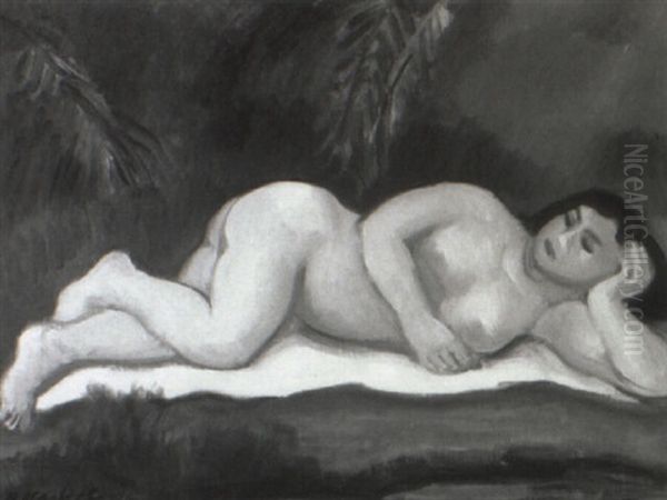 Nude On A Towel Oil Painting by Bernard Karfiol