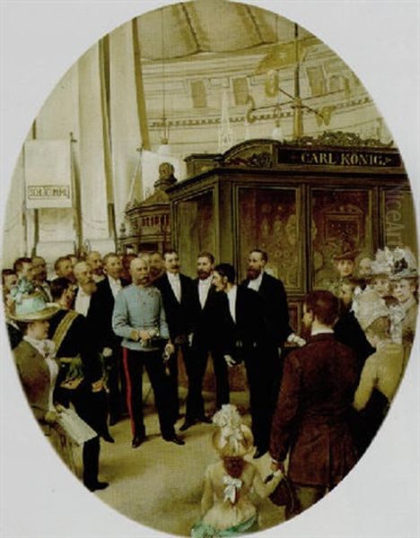 Distinguished By Kaiser Franz Josef I. Through The Honor Of His Address And Viewing My Objects At The Trade And Industry Exhibition On June 4, 1888 Oil Painting by Karl Karger