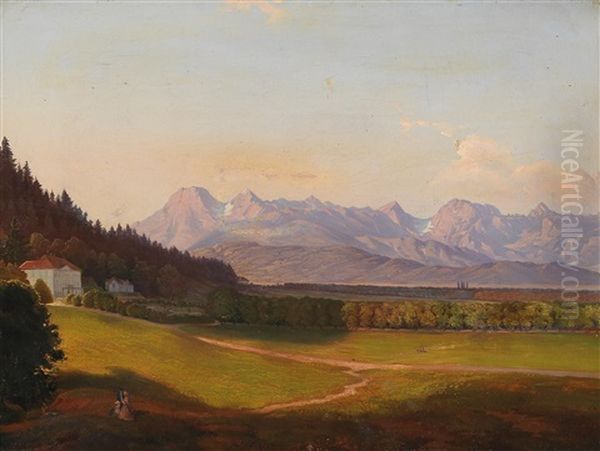 Radetzky Villa And The Kamnik Alps In Krain Oil Painting by Anton Karinger