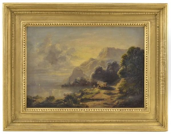 Kustlandskap Oil Painting by  Karl XV (King of Sweden & Norway)