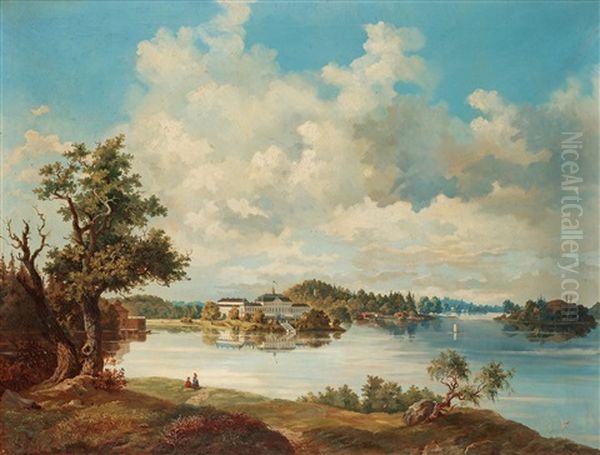 Ulriksdal Castle Oil Painting by  Karl XV (King of Sweden & Norway)