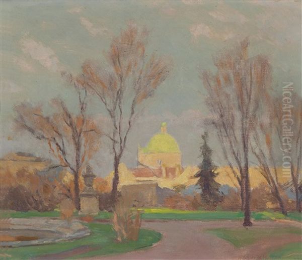 Blick Auf Die Salesianerkirche Vom Park Des Belvederes Aus Gesehen Oil Painting by Anton Hans Karlinsky