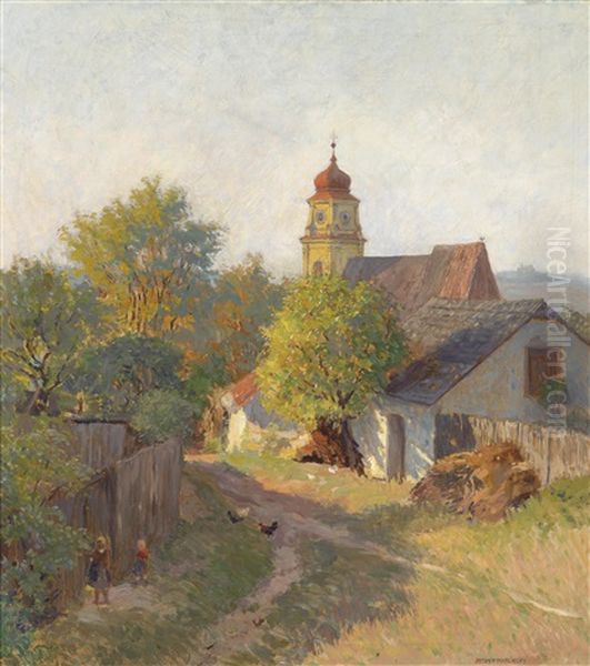 Herbstabend Am Bisamberg Oil Painting by Anton Hans Karlinsky