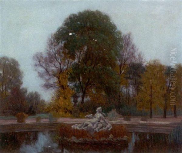 Herbstmotiv Aus Dem Schwarzenberggarten In Wien Oil Painting by Anton Hans Karlinsky