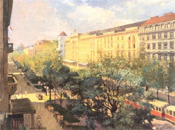 Das Grand-hotel Am Kartnerring Oil Painting by Anton Hans Karlinsky