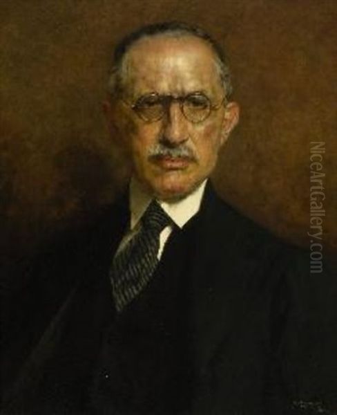 Dr. Pal Von Holitscher Oil Painting by Bertalan Karlovszky