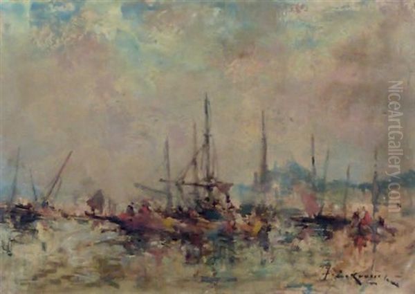 Vue Du Port De Constantinople Oil Painting by Jean Etienne Karnec