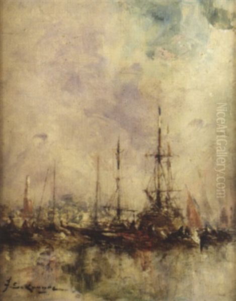 Vue Du Port Oil Painting by Jean Etienne Karnec