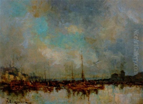 Bateaux Au Port Oil Painting by Jean Etienne Karnec