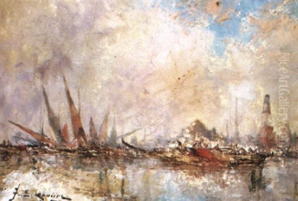 Vue Du Bosphore Oil Painting by Jean Etienne Karnec