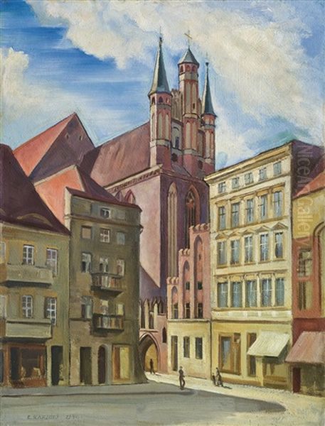 Church Of St. Mary Assumption In Torun Oil Painting by Edward Karniej