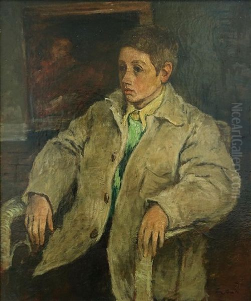 Portrait Of A Young Boy Oil Painting by Leon Karp