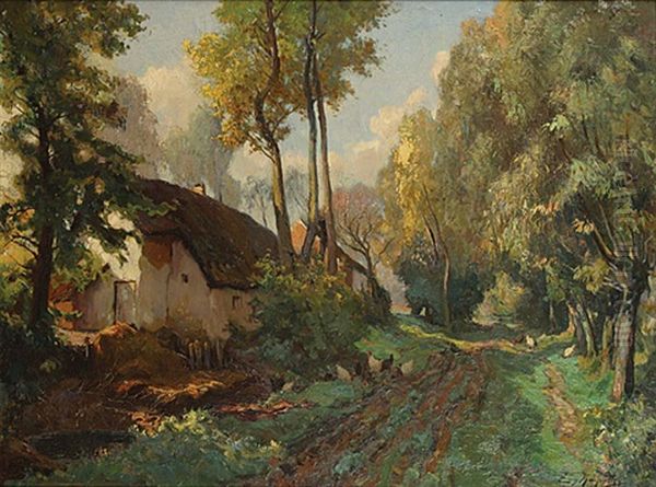 Boerderij Oil Painting by Jenoe Karpathy