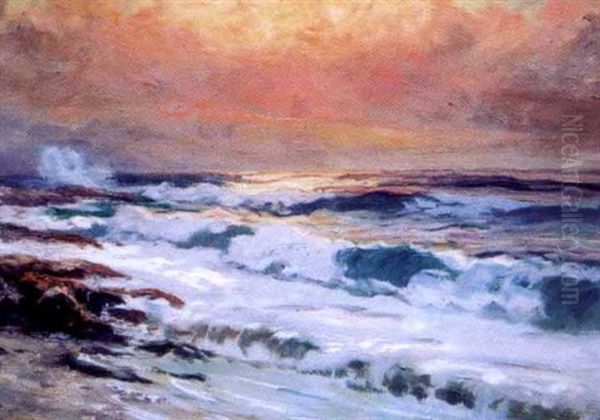 La Mer Au Crepuscule Oil Painting by Jenoe Karpathy