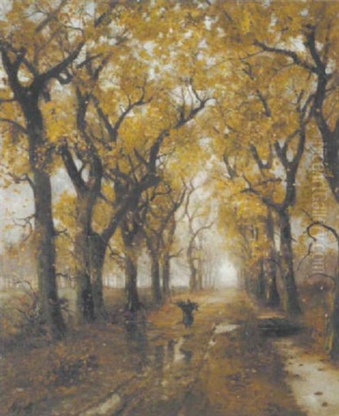 Herbstliche Allee Oil Painting by Jenoe Karpathy