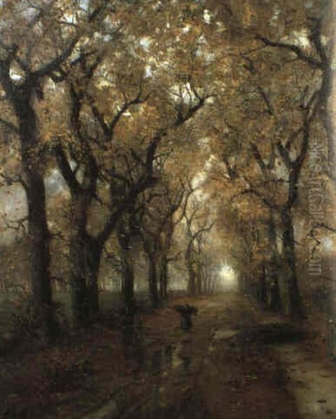 Herbstliche Allee Oil Painting by Jenoe Karpathy