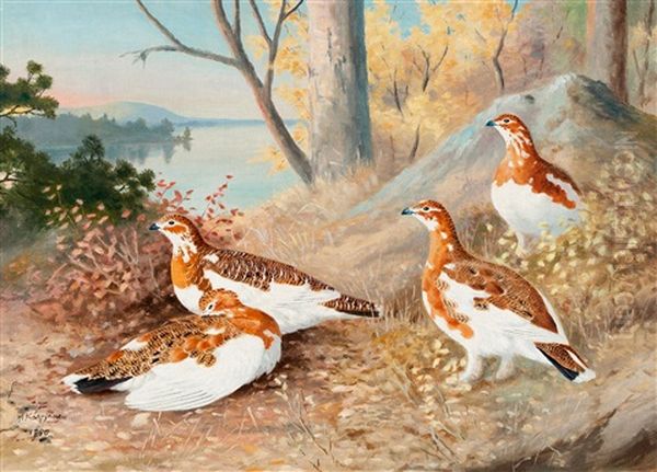 Autumn Birds Oil Painting by Matti Karppanen