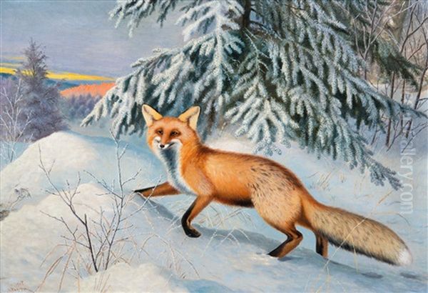 Fox Oil Painting by Matti Karppanen