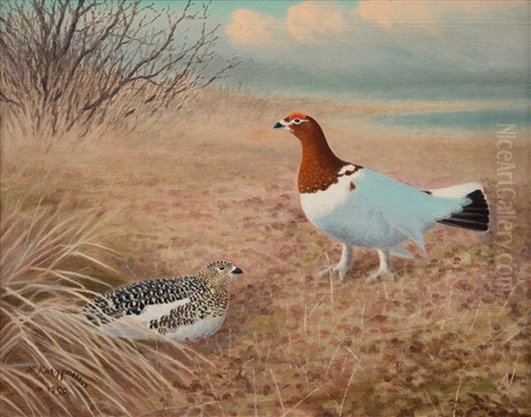 Willow Grouse Oil Painting by Matti Karppanen