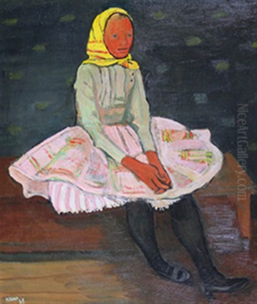 Jeune Fille Au Foulard Jaune Oil Painting by Georges (Karpeles) Kars