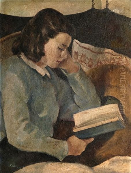 Girl Reading Oil Painting by Georges (Karpeles) Kars