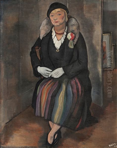 Sitting Woman - Nora Kars Oil Painting by Georges (Karpeles) Kars