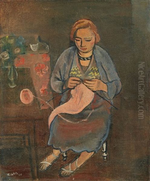 Femme Au Tricot Oil Painting by Georges (Karpeles) Kars