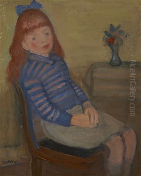 Fillette Assise Oil Painting by Georges (Karpeles) Kars