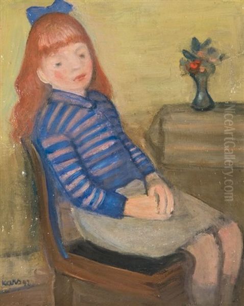 Fillette Assise Oil Painting by Georges (Karpeles) Kars