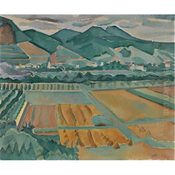 Landscape In Southern France (krajina Francouzskeho Venkova) Oil Painting by Georges (Karpeles) Kars