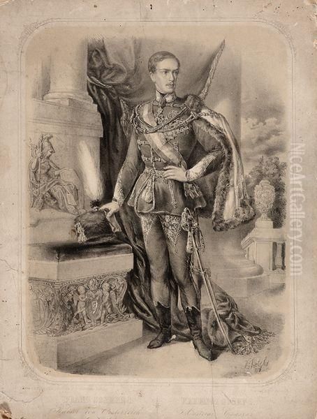 Francois-joseph, Empereur D'autriche. Oil Painting by Joseph Francois Baudelaire