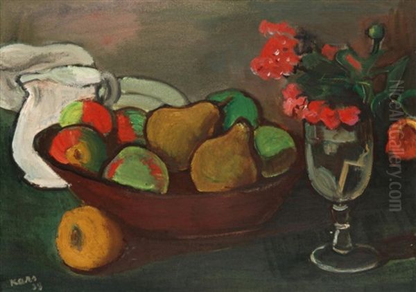 Stillleben Mit Obst Und Blumenstraus Oil Painting by Georges (Karpeles) Kars