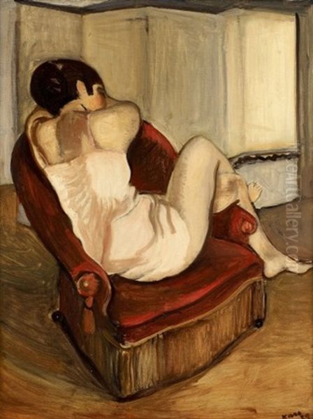 Modele Au Fauteuil Rouge Oil Painting by Georges (Karpeles) Kars