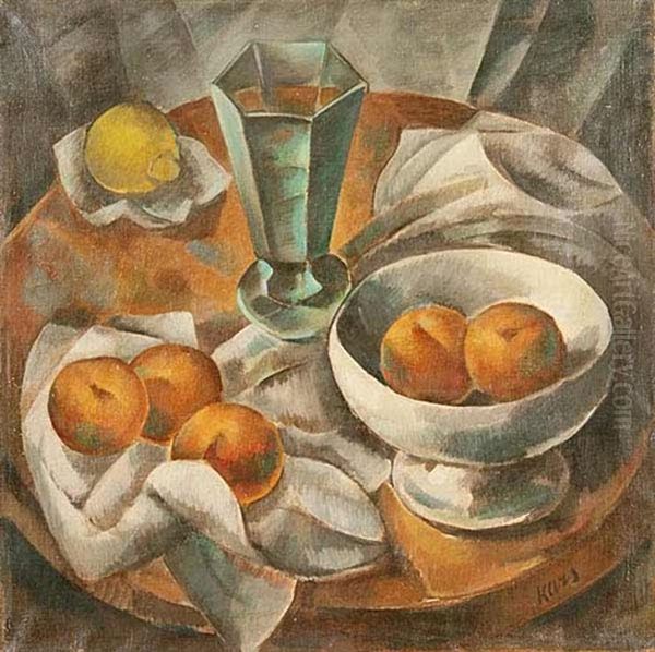 A Still Life With A Cup And Fruit Oil Painting by Georges (Karpeles) Kars