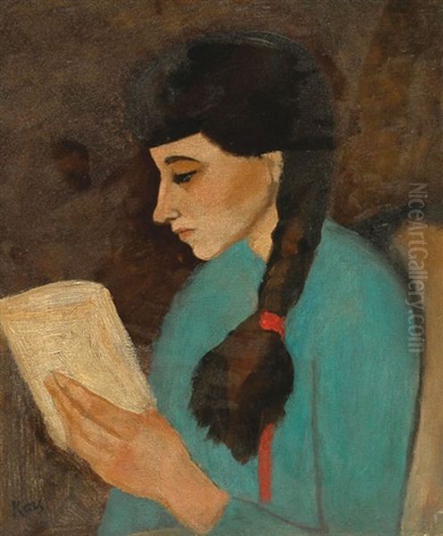 A Woman Reading Oil Painting by Georges (Karpeles) Kars