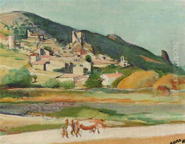 Rochemaure Ardeche Oil Painting by Georges (Karpeles) Kars