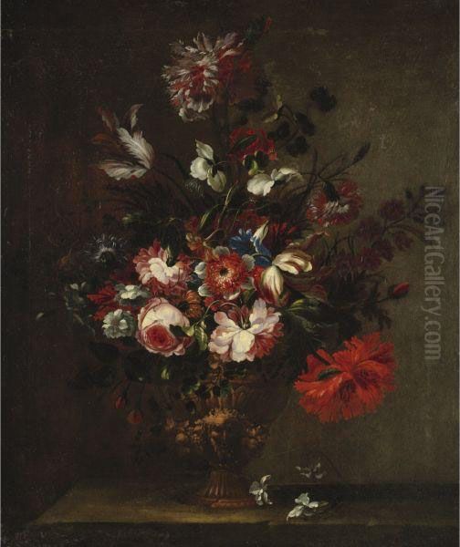 Still Life With Flowers Oil Painting by Nicolas Baudesson