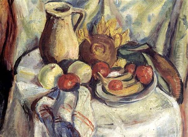 Still Life With Sunflower Oil Painting by Georges (Karpeles) Kars