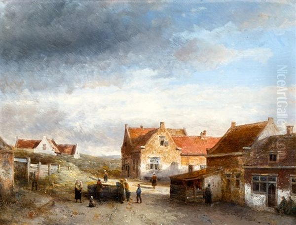 Schevenings Vissersdorp Oil Painting by Kasparus Karsen