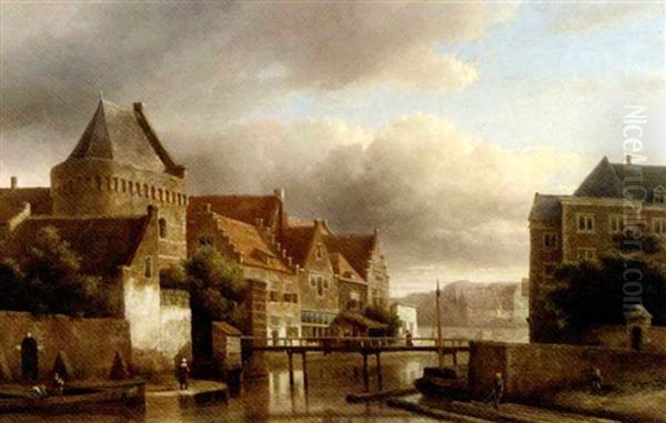 A Town Along A River Oil Painting by Kasparus Karsen