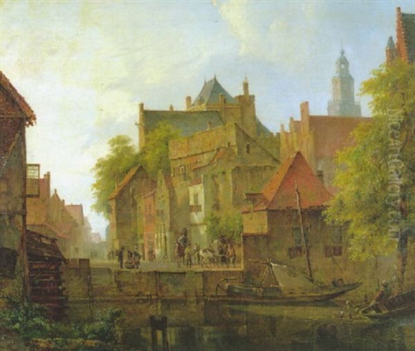 Mittelalterliche Stadt Bei Der Flusmuhle Oil Painting by Kasparus Karsen