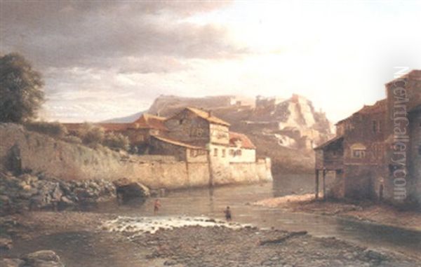 View Of A Fortified Town Oil Painting by Kasparus Karsen